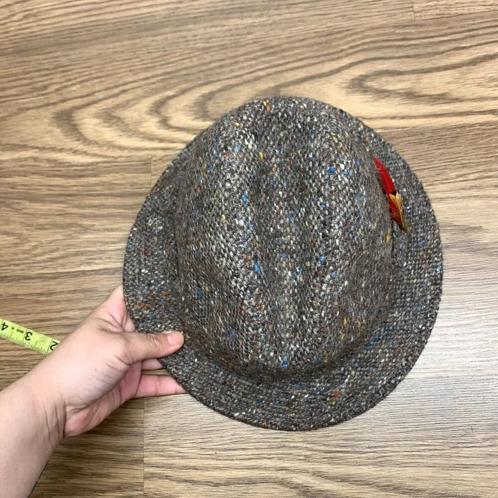 Vintage Tweed Wool Fedora, Hats Of Ireland Castlebar, Dongal Tweed, Size S 6 7/8